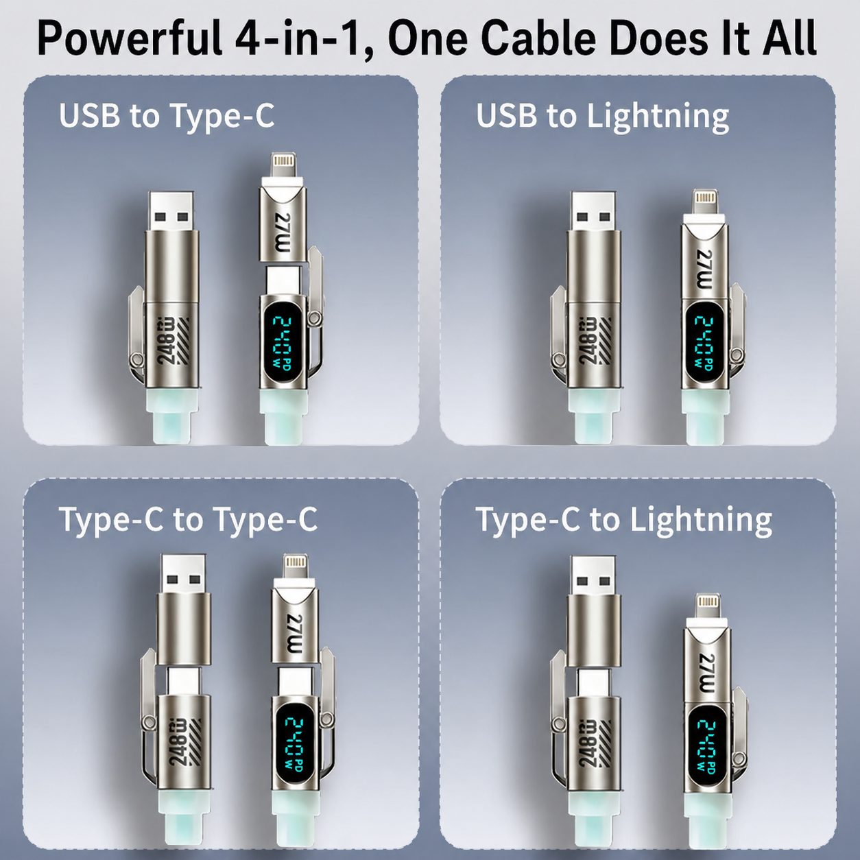 240W 4-in-1 Fast Charging Cable 2