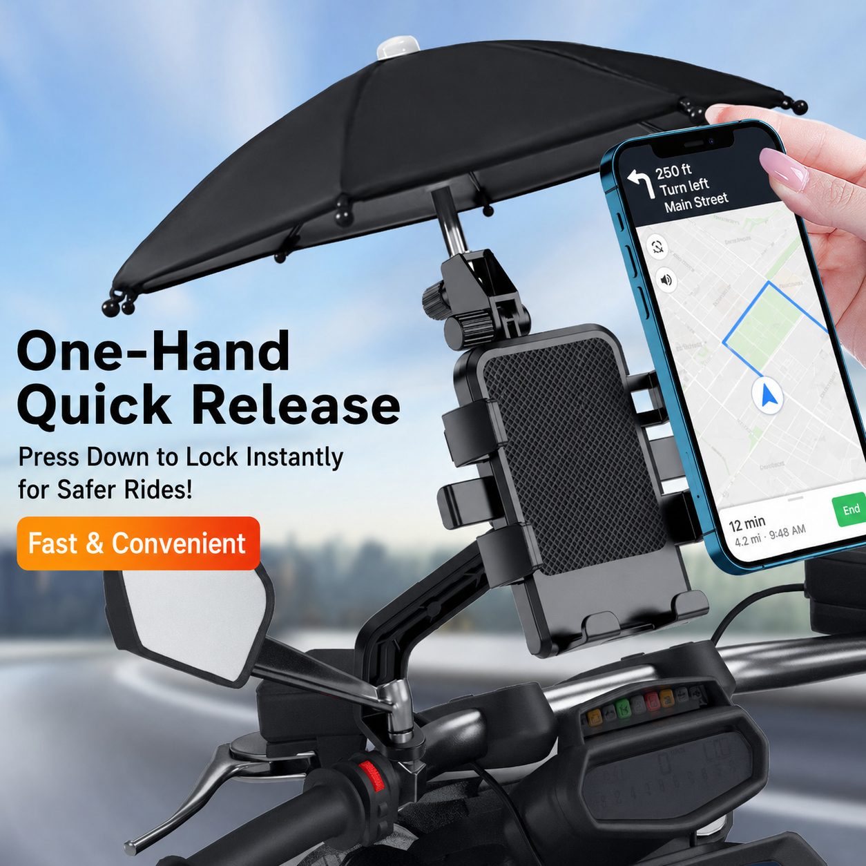 Bike Phone Mount with Sun & Rain Shield 3