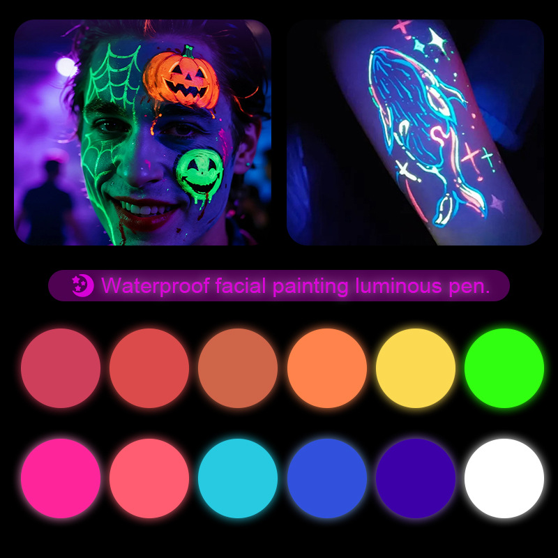 UV Glow Face & Body Paint Pens 2