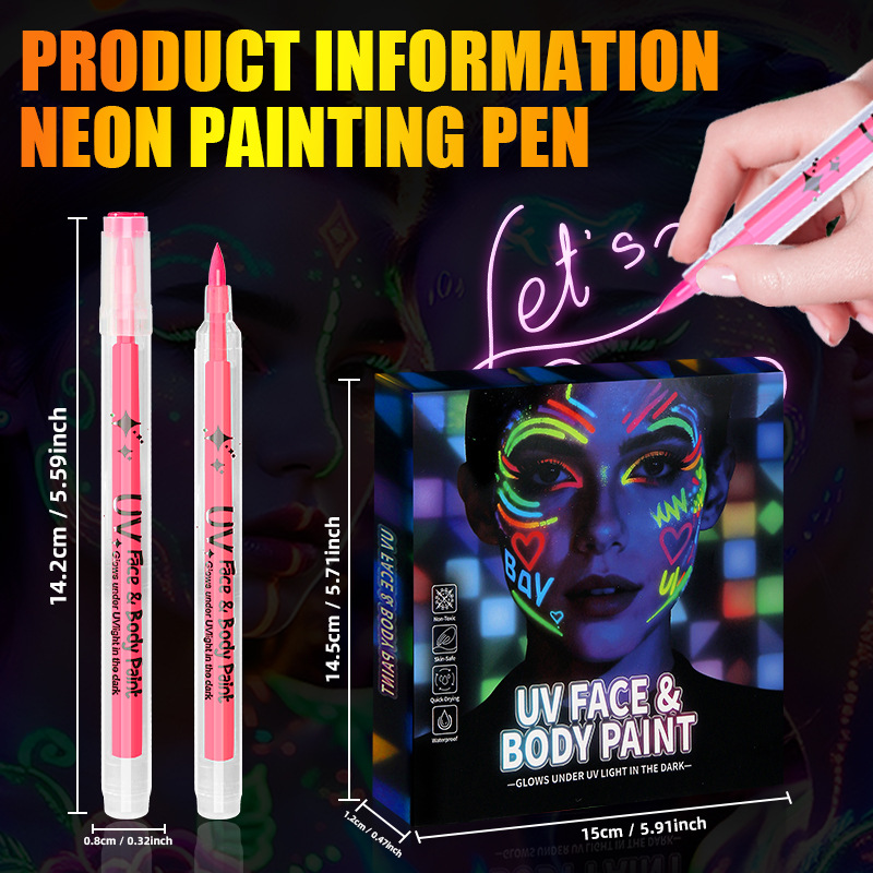 UV Glow Face & Body Paint Pens 3