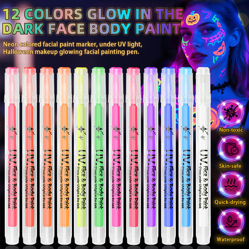 UV Glow Face & Body Paint Pens 5
