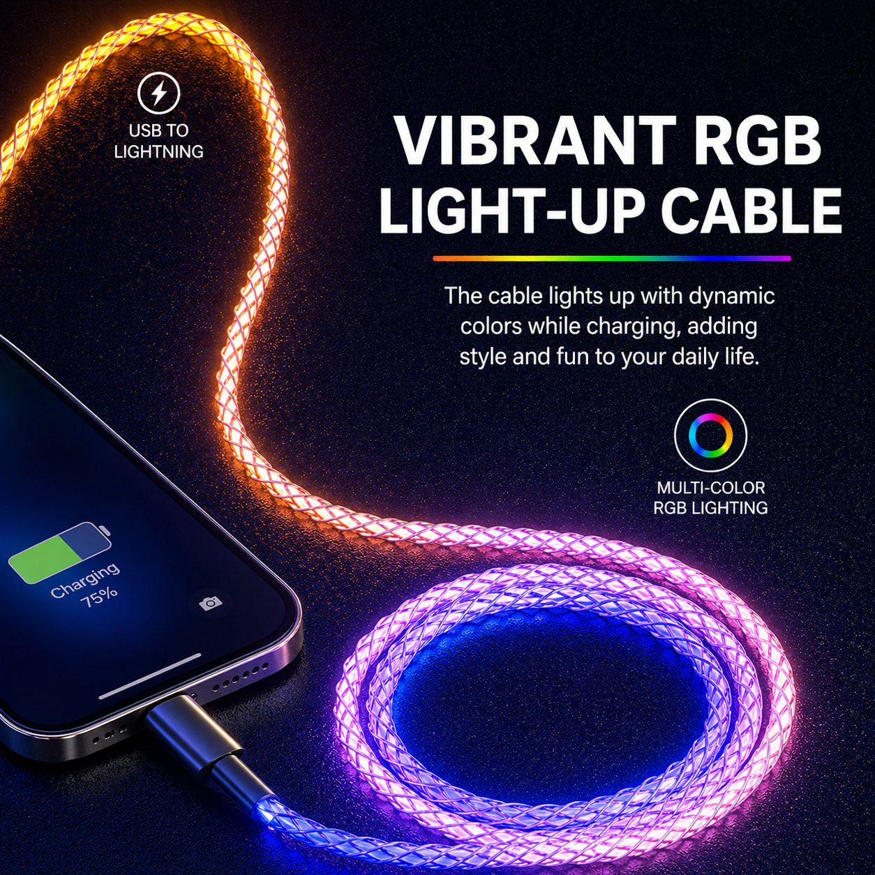 RGB Light-Up Fast Charging Cable – Connector Options 2