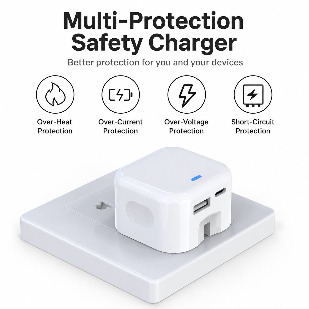 Foldable 20W USB-A & USB-C UK Wall Charger 2