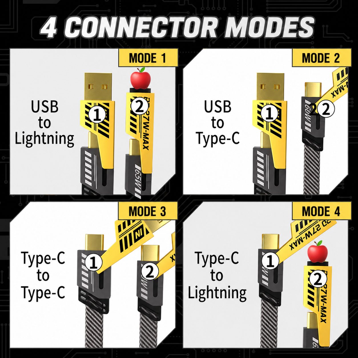 Flat Braided 4-in-1 Fast Charging Cable 3