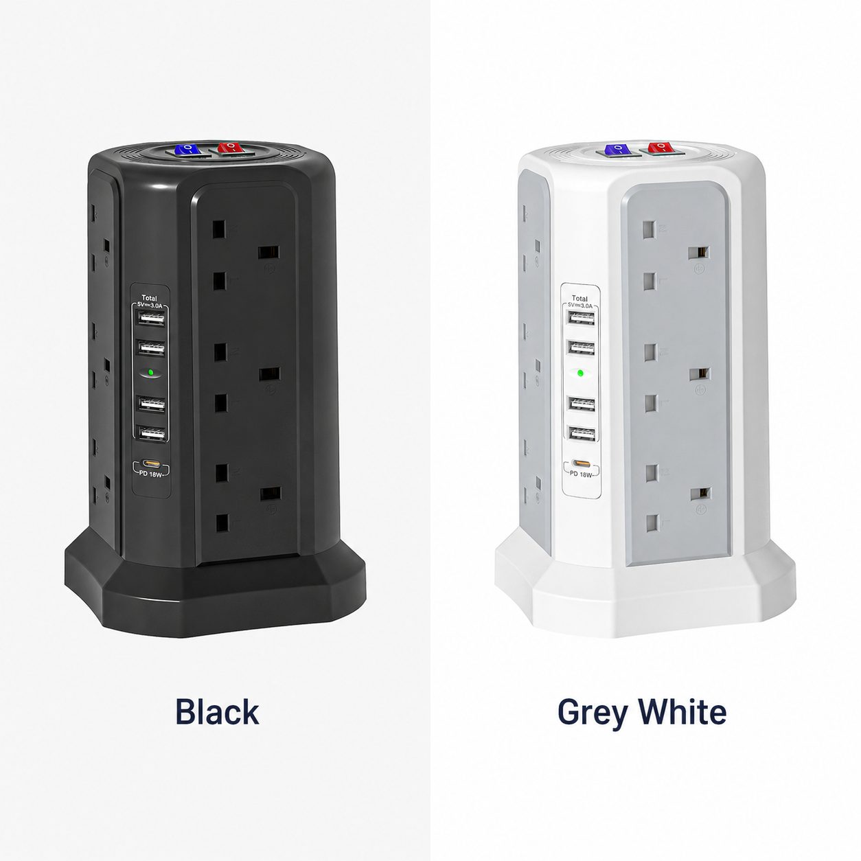 Compact Tower Extension Socket with USB Ports 3