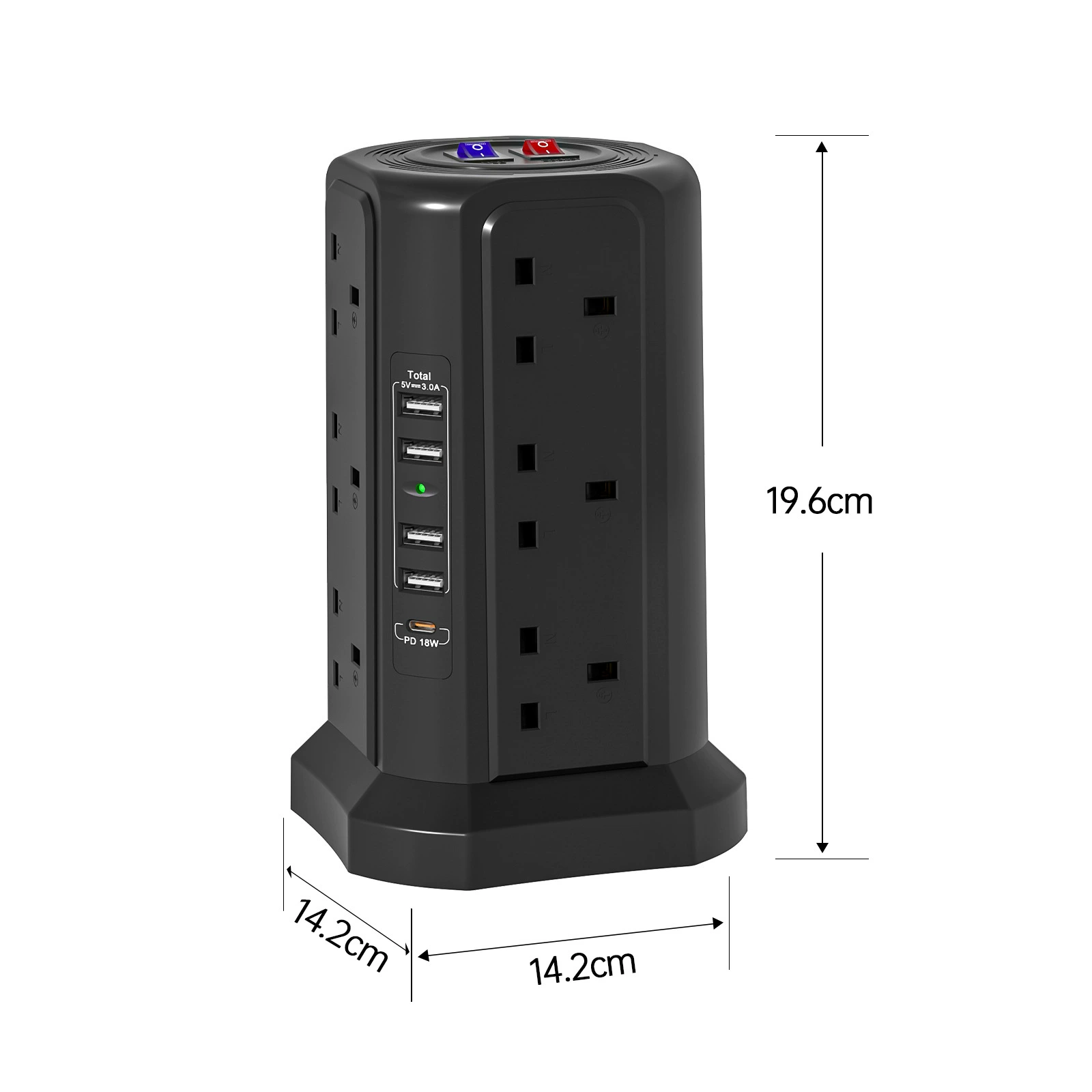 Compact Tower Extension Socket with USB Ports 4