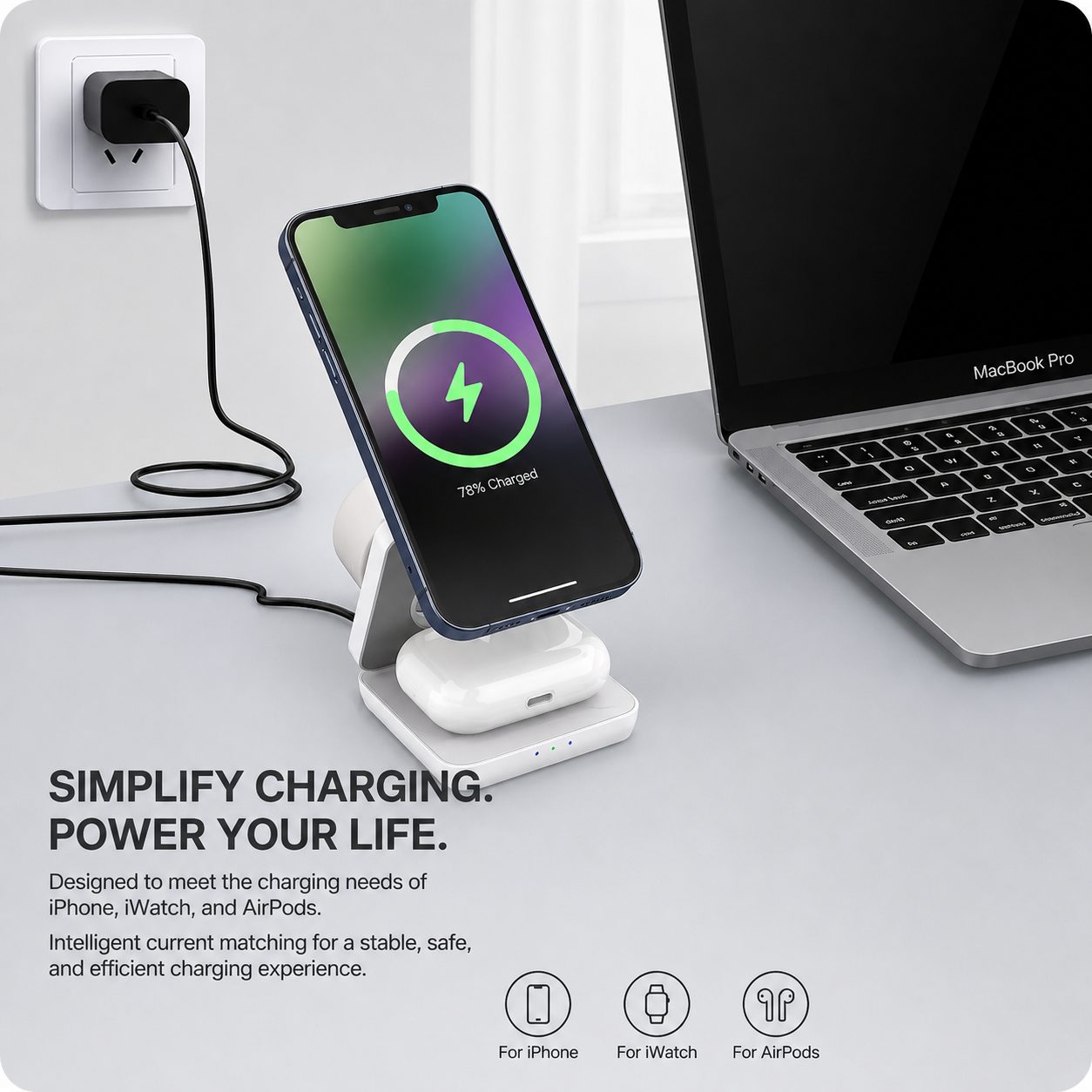 3-in-1 Foldable Magnetic Wireless Charging Stand 6