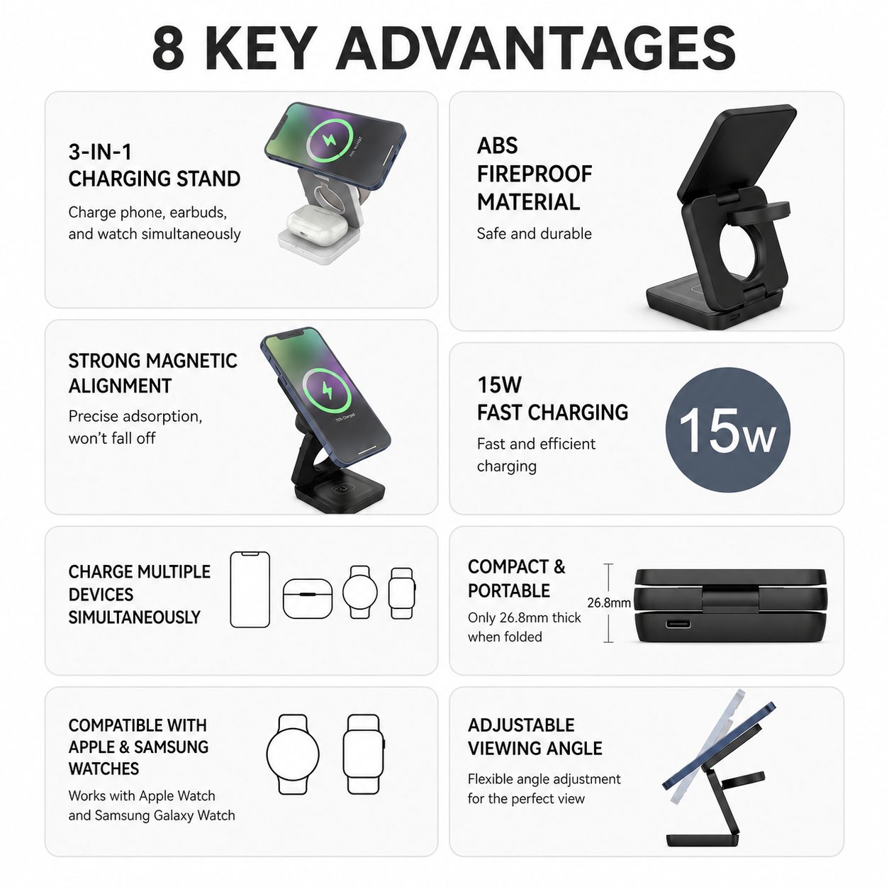 3-in-1 Foldable Magnetic Wireless Charging Stand 9