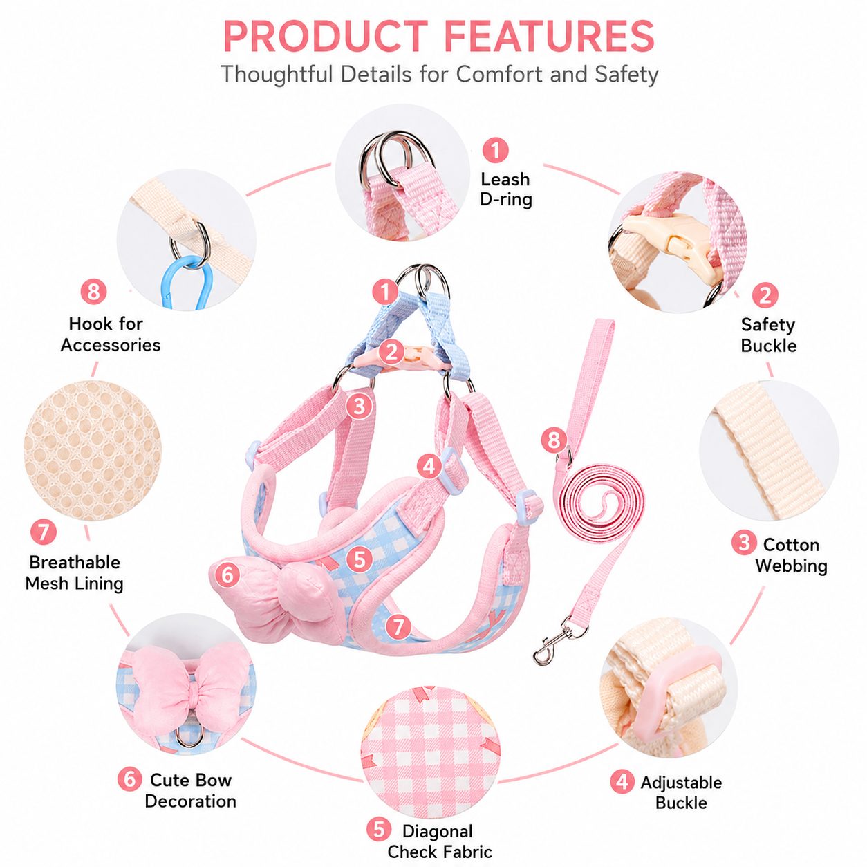 Soft Check Pet Harness Vest 5