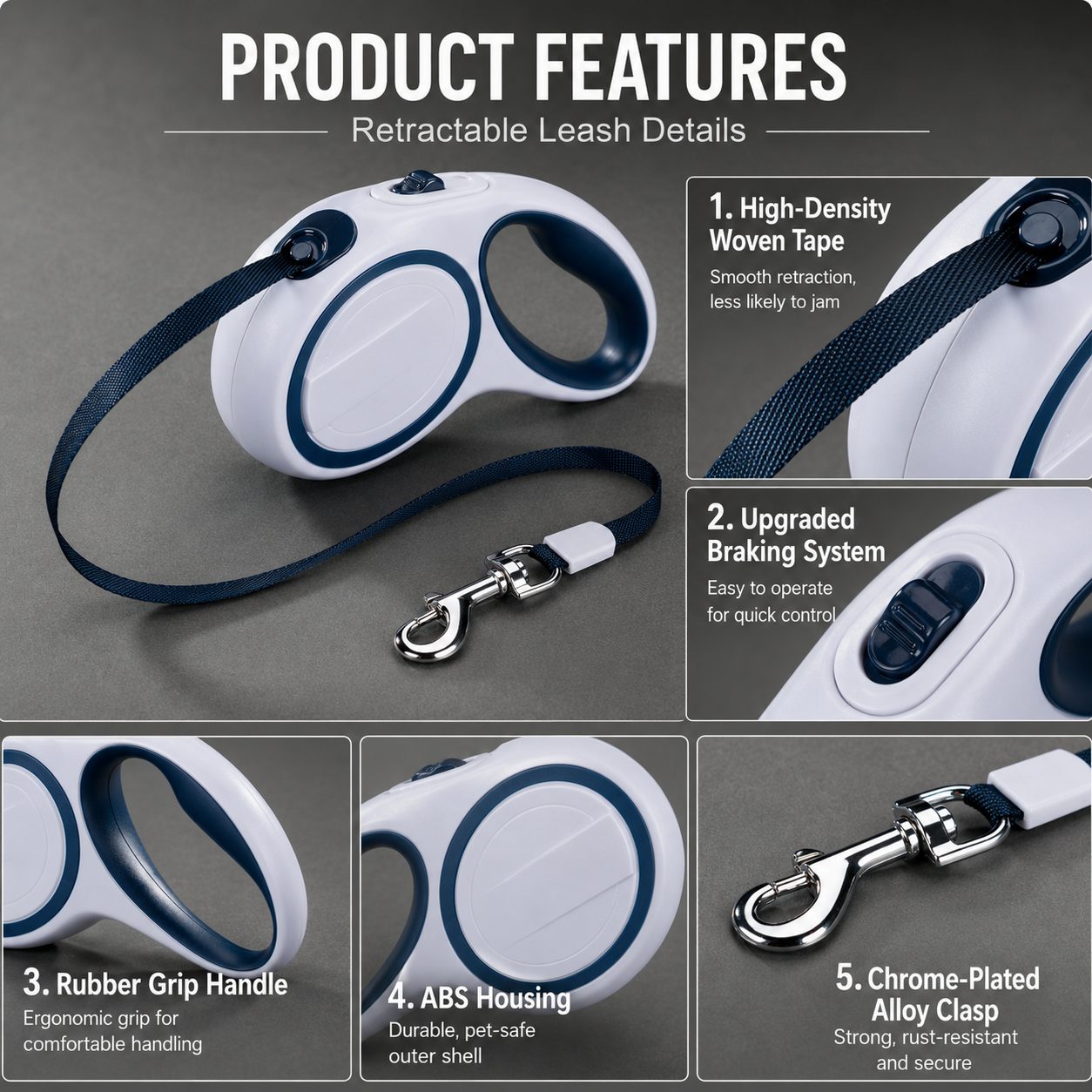 Retractable Dog Leash with Comfortable Grip 3