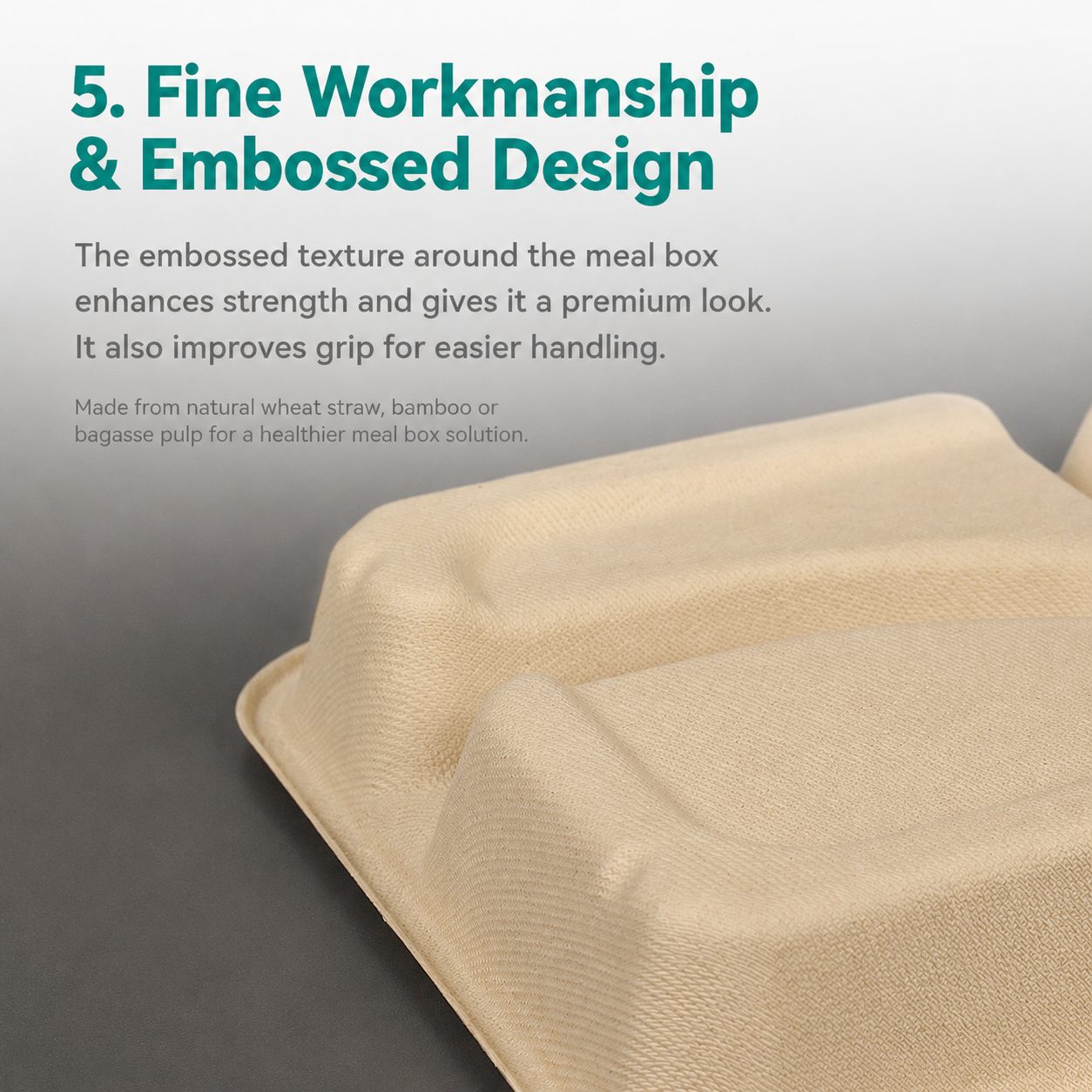 Plant Fibre Pulp Compartment Takeaway Meal Boxes 4
