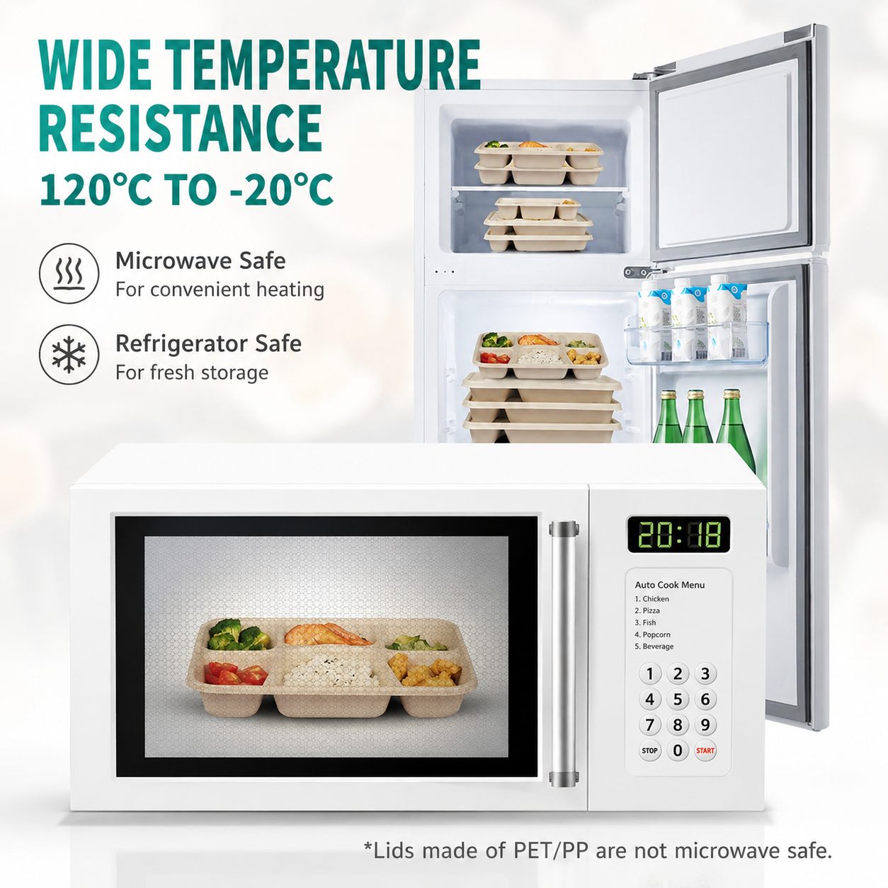 Plant Fibre Pulp Compartment Takeaway Meal Boxes 5