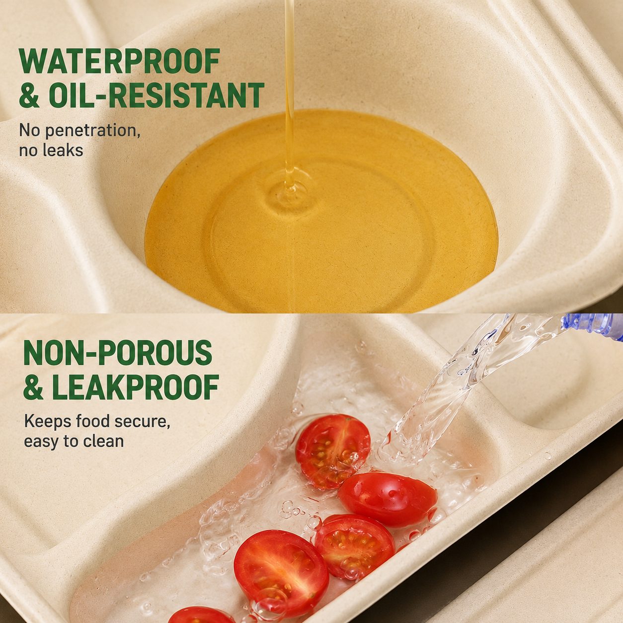 Plant Fibre Pulp Compartment Takeaway Meal Boxes 7