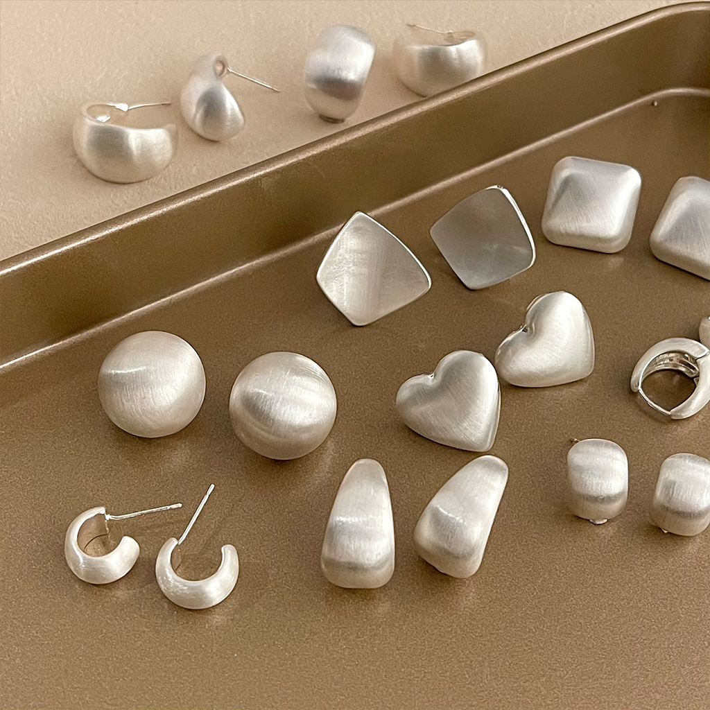 Edgy Brushed Metal Earrings Collection 2