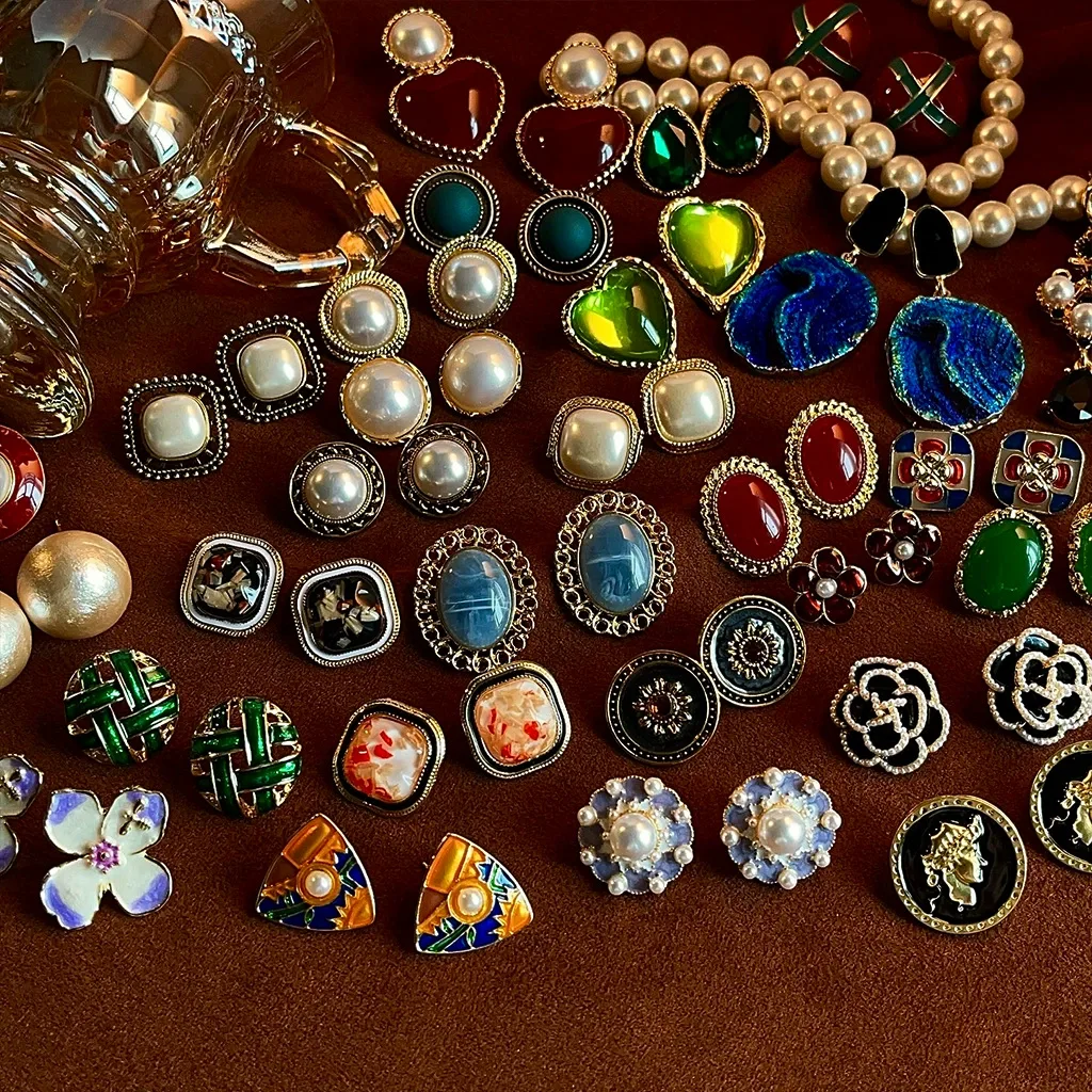 Vintage Enamel Statement Earrings Collection 3