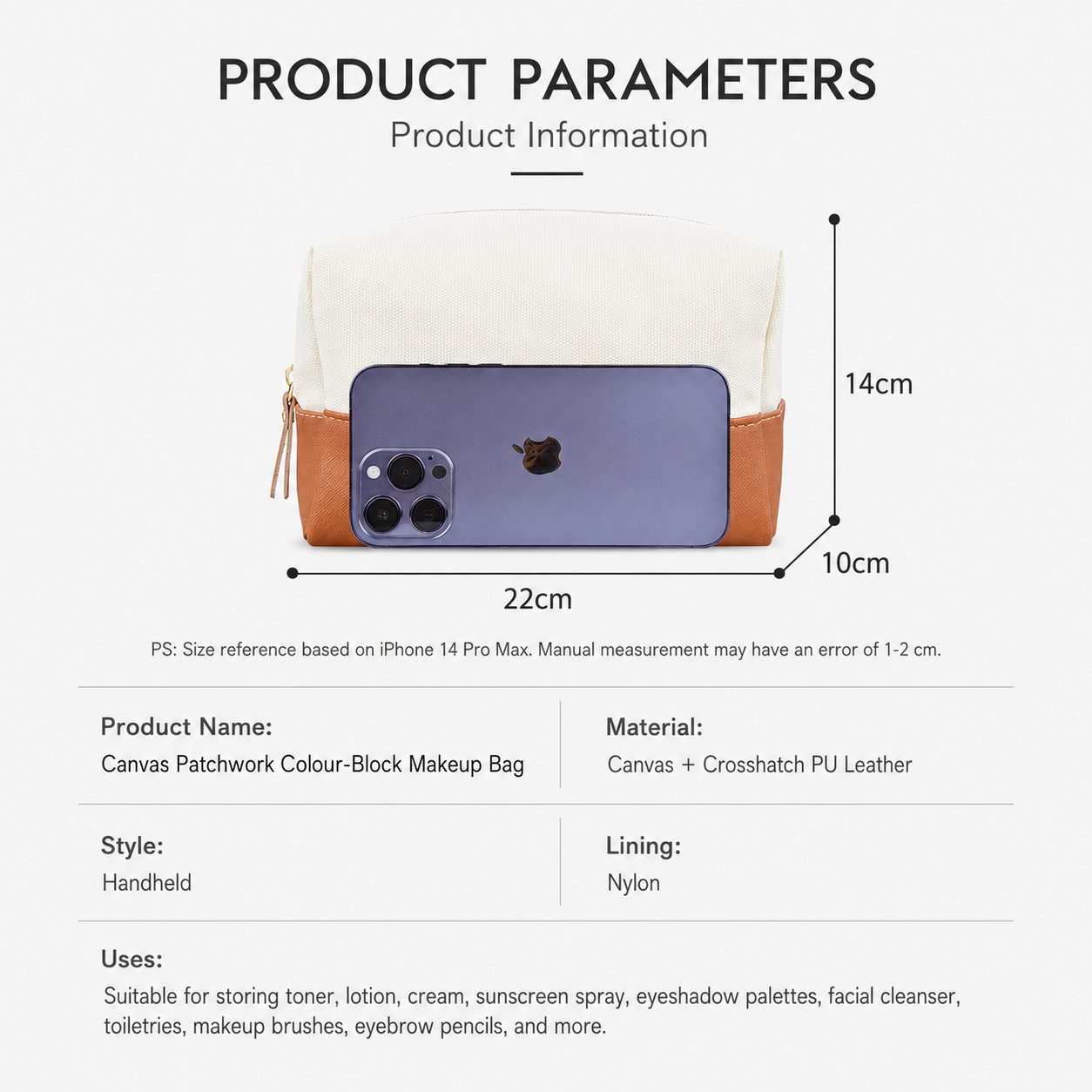 Canvas Patchwork Cosmetic Travel Bag 6